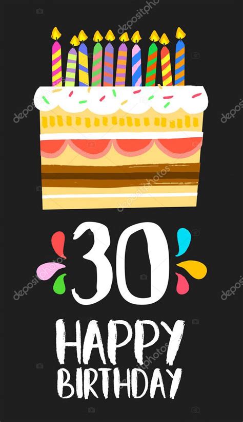 Tarjeta De Feliz Cumpleaños 30 Pastel De Treinta Años 2022