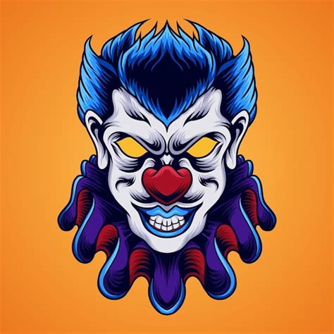 Premium Vector Scary Clown Head Illustration