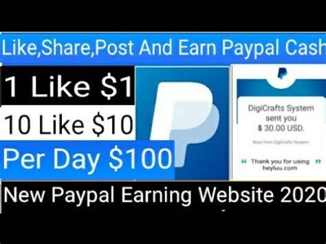 There are a lot of websites which can pay you in your paypal account by just doing small tasks such as completing a survey, watching a video, playing to cash out your earned money into your paypal account, your need to cross 10000 points (that is $10 equivalent). New Paypal Cash Earning App|New paypal Earning Website|Paytm earning app|Like and share Earn ...
