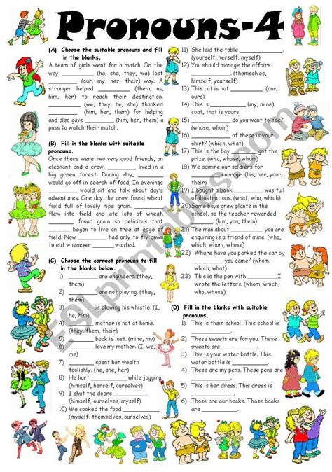 Exercises On Pronouns 4 Editable With Key Esl Worksheet By Vikral