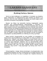 LAKBAY SANAYSAY Docx LAKBAY SANAYSAY Byaheng Sariaya Quezon Hindi Na