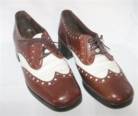 Vintage Brown White Two Tone Wingtip Bostonians Oxford Mens Shoes