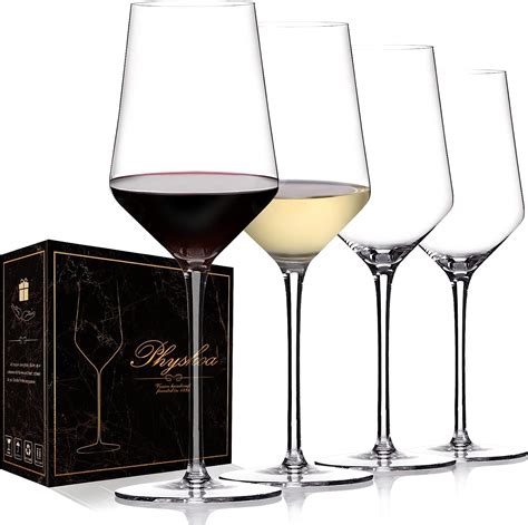 Physkoa Wine Glasses Set Of 4 15oz Premium Crystal Wine Glass With Long Stem