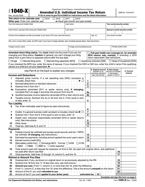 Rules governing practice before irs. 1040X Form - Download a Template or Complete Online