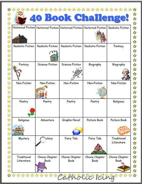 Printable Reading Charts For Kids 20 Book Challenge 40 Book Challenge