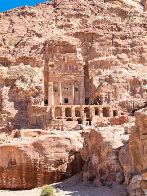 Front View Of Royal Urn Tomb In Ancient Petra City Stock Photo Image