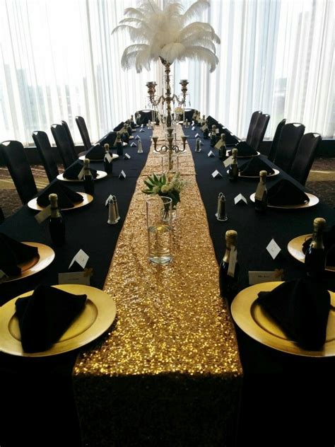 Cicis Events Gatsby Party Decorations Black And Gold Centerpieces