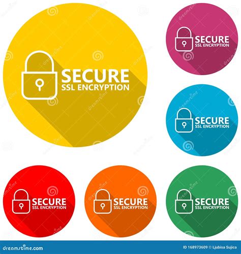 Secure Internet Connection Ssl Icon With Long Shadow Stock Vector