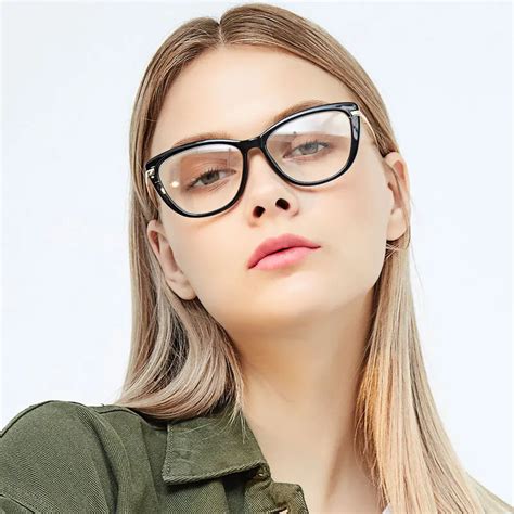 prescription glasses women cat eye optical frame myopia hyperopia astigmatism lenses anti