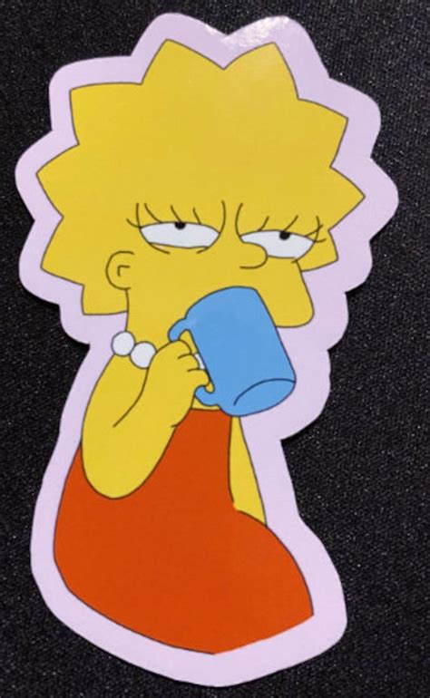 Lisa Simpson Drinking Coffee Lisa Simpson Sticker The Simpsons Glossy Die Cut Sticker