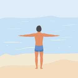 Man Beach Naked Vector Images Over