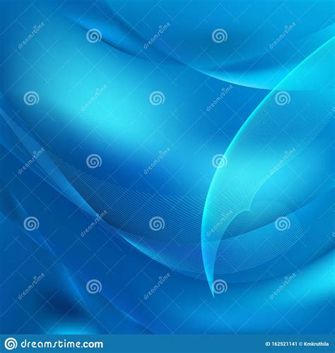 Abstract Bright Blue Flowing Curves Background Vector Graphic Stock
