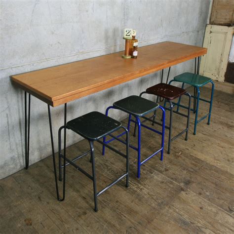 New Reclaimed Teak Breakfastbar Height Table With Hairpin Legs