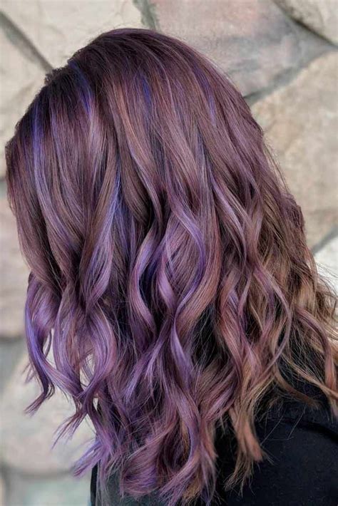 65 Charming And Chic Options For Brown Hair With Highlights Purple