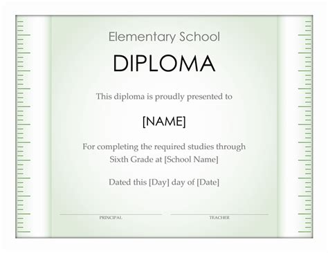 Elementary School Diploma Certificate Ruler Design Elementary School