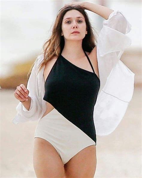 Pin By Jeet Tandel On Elizabeth Olsen Elizabeth Olsen Bikini Black And White Swimsuit