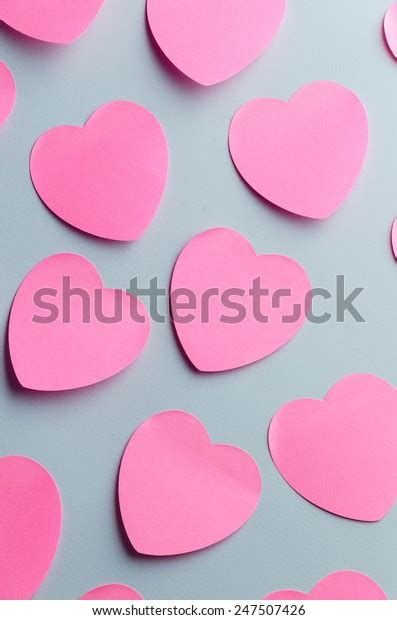 Multiple Heart Shaped Sticky Notes Over Stock Photo 247507426
