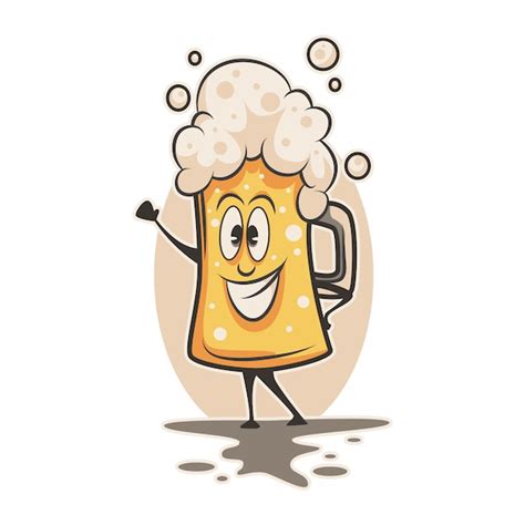 Feliz Gran Taza De Personaje De Dibujos Animados De Cerveza Vector