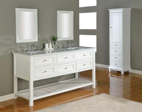 This fashionable double sink bathroom vanity will provide you comfort in daily routine in the morning. Discount Bathroom Vanities: Soft White Finish Bathroom ...