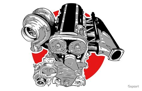 2jz Engine Jdm Tuner Illustration By Gapsart Redbubble