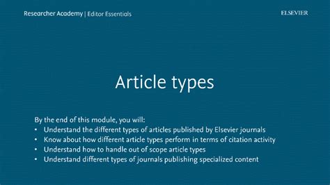 Article Types Elsevier Researcher Academy