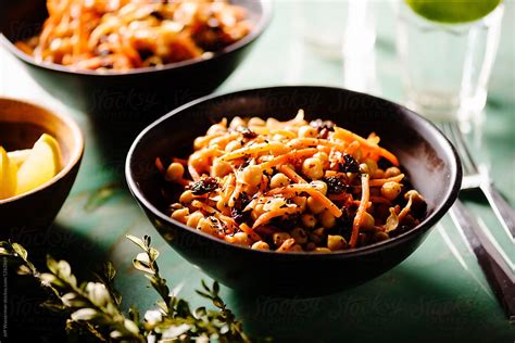 Tight View Moroccan Chickpea And Carrot Salad By Stocksy