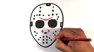 How To Draw Jason Voorhees Mask Halloween Drawings Doovi