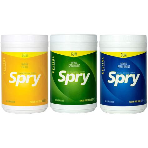 Spry Natural Gum 3 Flavor Variety Pack Natural Xylitol Chewing Gum