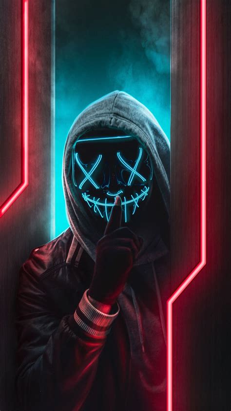 Neon Mask Man Wallpaper Hd Mobile Walls