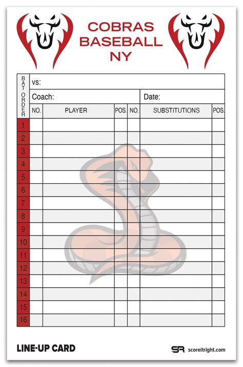 Custom Baseball Softball Lineup Cards Personalized Lineup Etsy