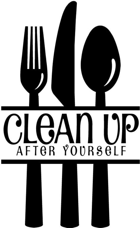 Clean Up After Yourself With Cutlery Wall Stickers Kitchen Art Decal