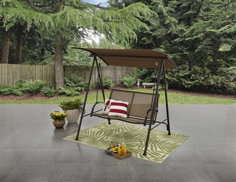 Mainstays Two Person Brown Canopy Sling Porch Swing