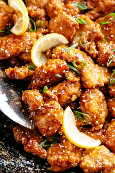 The peanuts are added and the mixture is left to harden before breaking into pieces and serving. Chinese Lemon Chicken - Cafe Delites | Chinese lemon ...