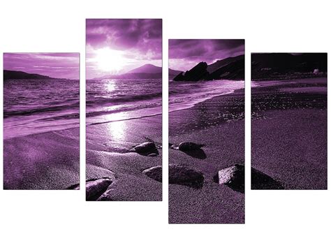 Large Purple Landscape Canvas Wall Art Pictures Xl 130cm Prints 4077