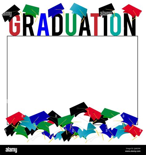 Graduation Background With Assortment Of Colorful Graduation Caps