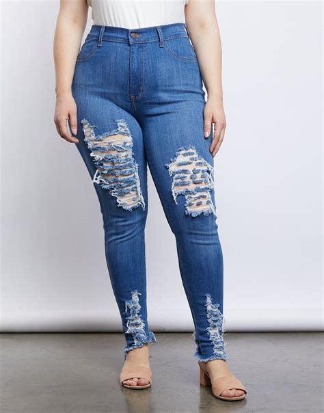 Plus Size Ripped Blue Jeans Best Plus Size Jeans Distressed Jeans