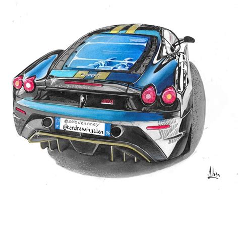 This Drawing Of Sebdelanneys 430 Scuderia Took Me 7h Car Drawings