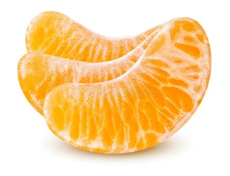 Tangerine Mandarin Or Orange Fruit Slices Isolated On White Background