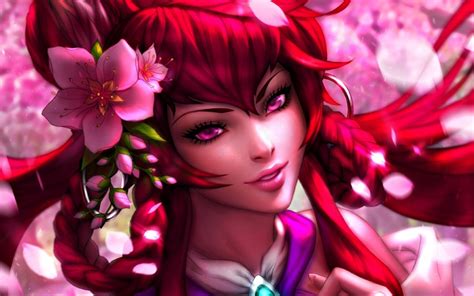 Wallpaper Redhead Flowers Anime Girls Artwork Pink Michelle Hoefener Flower Screenshot
