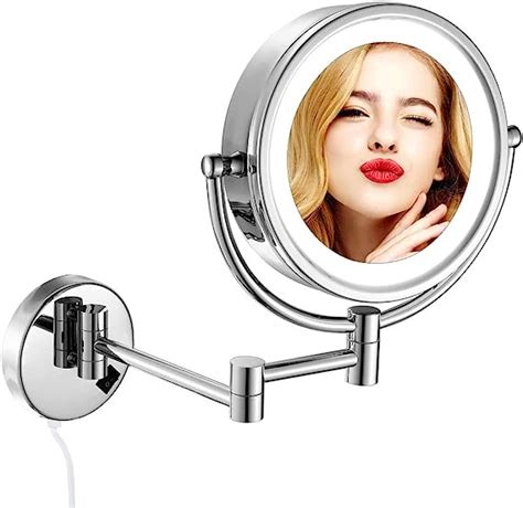 gurun 8 5 inch led lighted wall mount makeup mirrors with 10x magnification chrome finish with