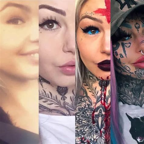 Tattoo Model Takes Four Photos Of Face Years Apart To Show Ink