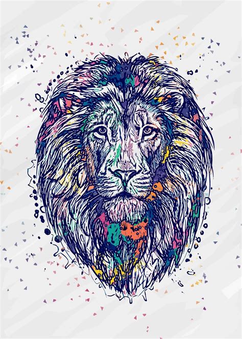 Lion Face Artwork Poster By Ali Displate