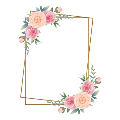 Pink Roses Border Vector Wedding Gradient Flowers Pink Roses Roses