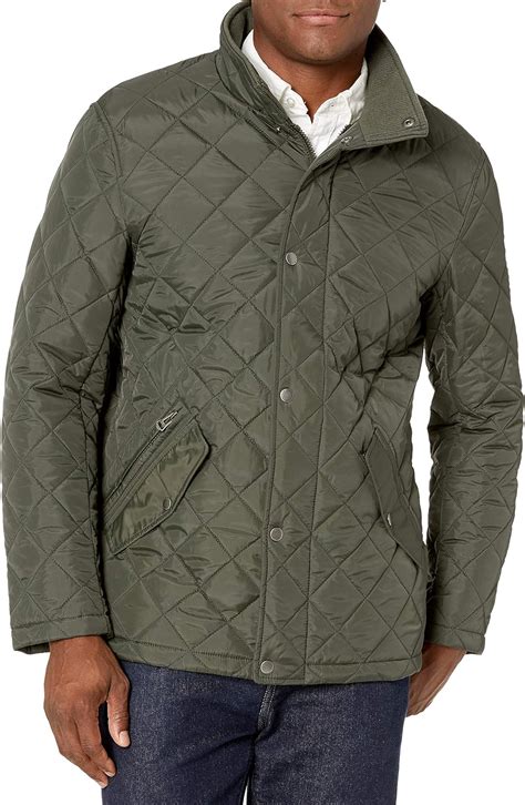 Cole Haan Mens Nylon Quilted Barn Jacket With Knit Collar At Amazon
