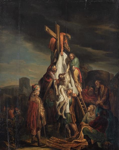 Lot No Visible Signature The Descent From The Cross A Copy After Rembrandt Van Rijn Oil On