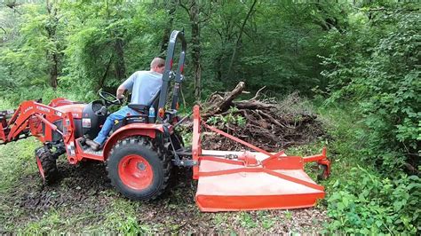 Kubota B2601 Bush Hogging Overgrown Septic Field Dead Tree Removal