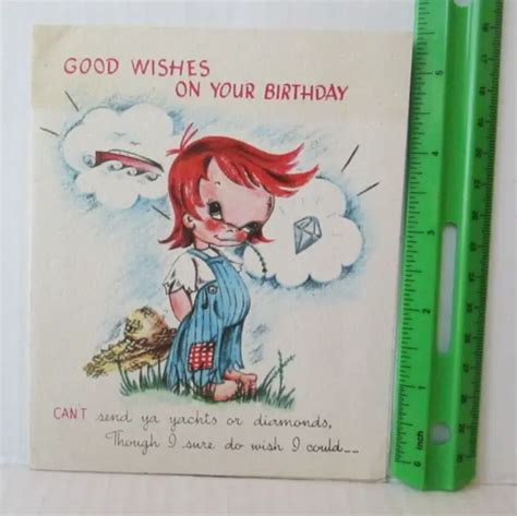 Sweet Country Girl Vintage Birthday Greeting Card 1940 S Os21 5 00 Picclick