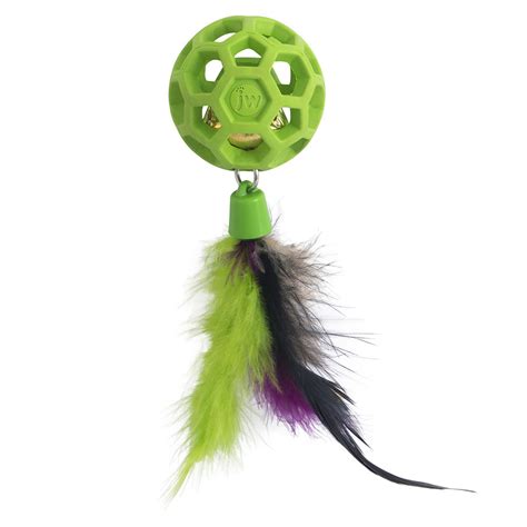 Jw Cataction Feather Ball W Bell Cat Toy