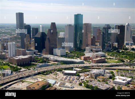 Aerial View Of Interstate 45 And Downtown Houston Texas Stock Photo Alamy