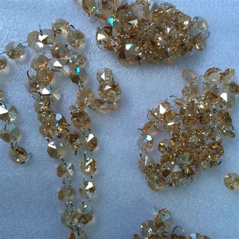 Champagne Color 5mlot Crystal Glass Garland Strand 14mm Octagon Bead